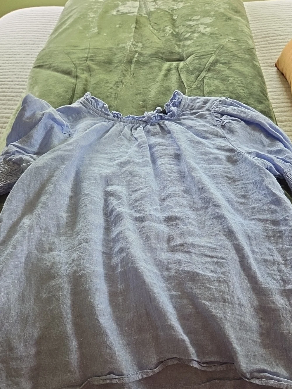 J. Crew Light Blue Off-Shoulder Linen Tunic